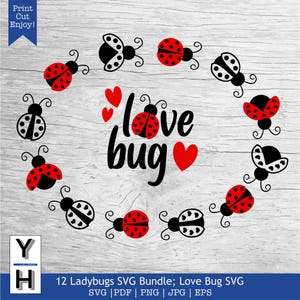 Lot SVG coccinelle | Bug d'amour SVG | Coccinelle PNG | Clipart coccinelle | Coccinelle Svg | Image clipart coccinelle | Fichiers de découpe Lovebug pour Cricut