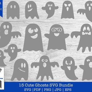 Ghost SVG Bundle Ghost Face SVG Cute Ghosts PNG Clipart for Halloween ...