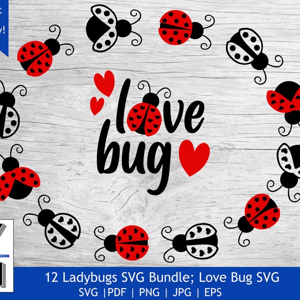 Ladybug SVG Bundle | Love Bug SVG | Ladybug PNG | Ladybug clipart | Lady Bug Svg | Ladybug clip art | Lovebug Cut Files for Cricut