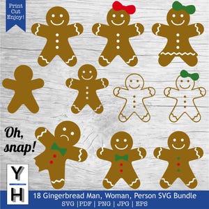 Gingerbread Man SVG Bundle / Gingerbread SVG / Navidad vacaciones Gingerbread Girl Mujer png Persona Imprimible / Galleta de Navidad SVG