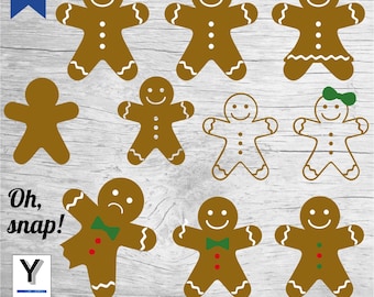 Gingerbread Man SVG Bundle | Gingerbread SVG | Christmas Holiday Gingerbread Girl Woman png Person Printable | Christmas Cookie SVG