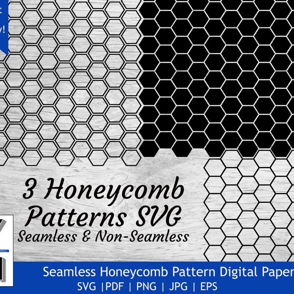 Honeycomb SVG Bundle | Seamless Honeycomb Pattern SVG | Honeycomb Pattern PNG | Honeycombs Clipart Digital Paper Printable