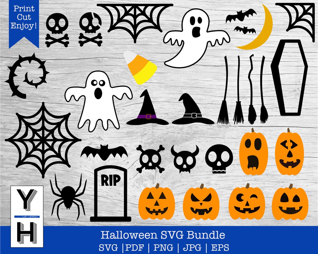 Halloween SVG Bundle Skull Clipart Tombstone PNG Jack O - Etsy