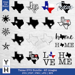 Texas SVG Bundle | Texas State SVG | Texas Flag SVG | Texas Home png | Texas Star Clipart | Deep in the Heart of Texas | Texas State Outline