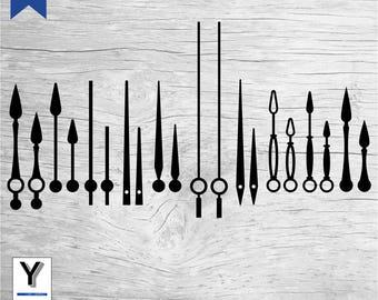 Clock Hands SVG | Watch Hands SVG | 8 Designs with 2 Second Hands | Clock Hands PNG Clipart