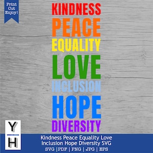 Gentillesse Paix Égalité Amour Inclusion Espoir Diversité SVG | Affiche inspirante| Déco d'école à imprimer pour la classe