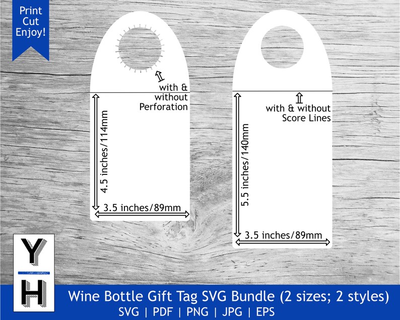 Wine Bottle Gift Tag SVG Bundle 2 Sizes &amp; 2 Styles Wine - Etsy