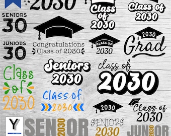 Class of 2030 SVG Bundle | Senior 2030 SVG | Seniors PNG | Senior Jersey | Junior Year | Graduation 2030 Clipart | Graduation Shirt