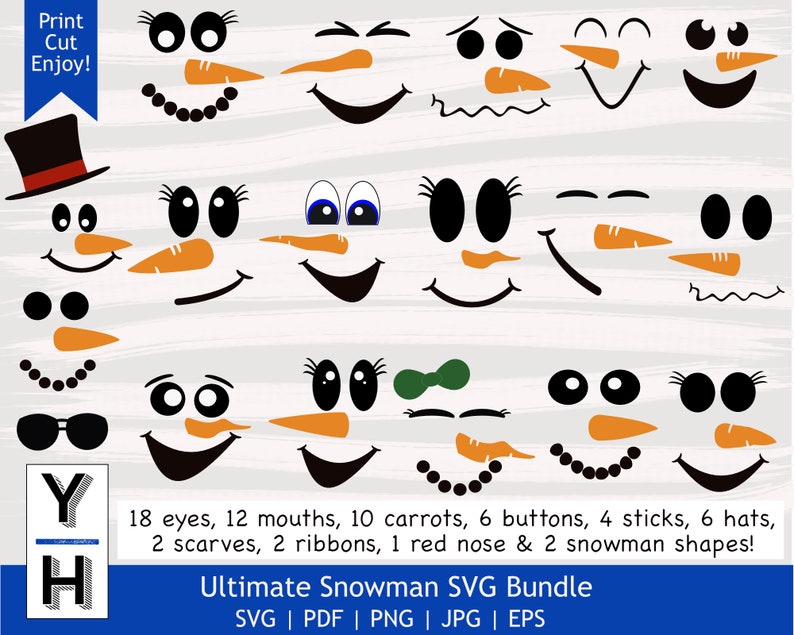 Download 63 Piece Snowman Face Svg Cute Snowman Svg Snowman Clipart Snowman Printable Carrot Button Cricut Svg Christmas Snowman Clip Art Art Collectibles Jewellerymilad Com