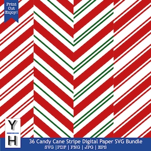 Lot de 36 motifs de canne en bonbon à rayures, papier numérique SVG, PNG imprimable
