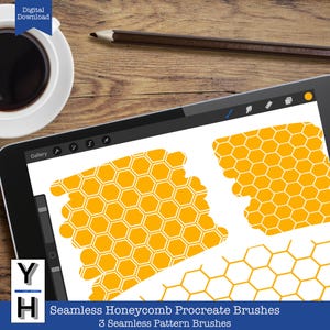 3 Seamless Honeycomb Procreate Brush | Procreate Brushes | Honeycomb Pattern Brush | Digital Brushes | Pattern Brushes