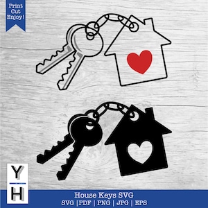Casa com Coração Chaveiro SVG | Chave da casa SVG | Nova página inicial SVG | Chaves De Casa png | Casa, chaves Clipart