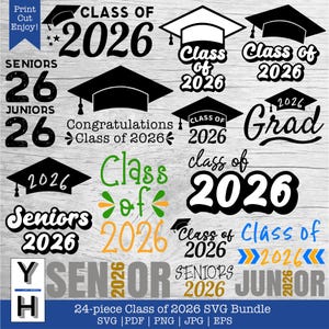 Class of 2026 SVG Bundle | Senior 2026 SVG | Seniors 2026 PNG | Senior Jersey | Graduation 2026 Clipart | Graduation Shirt | Graduation Cap