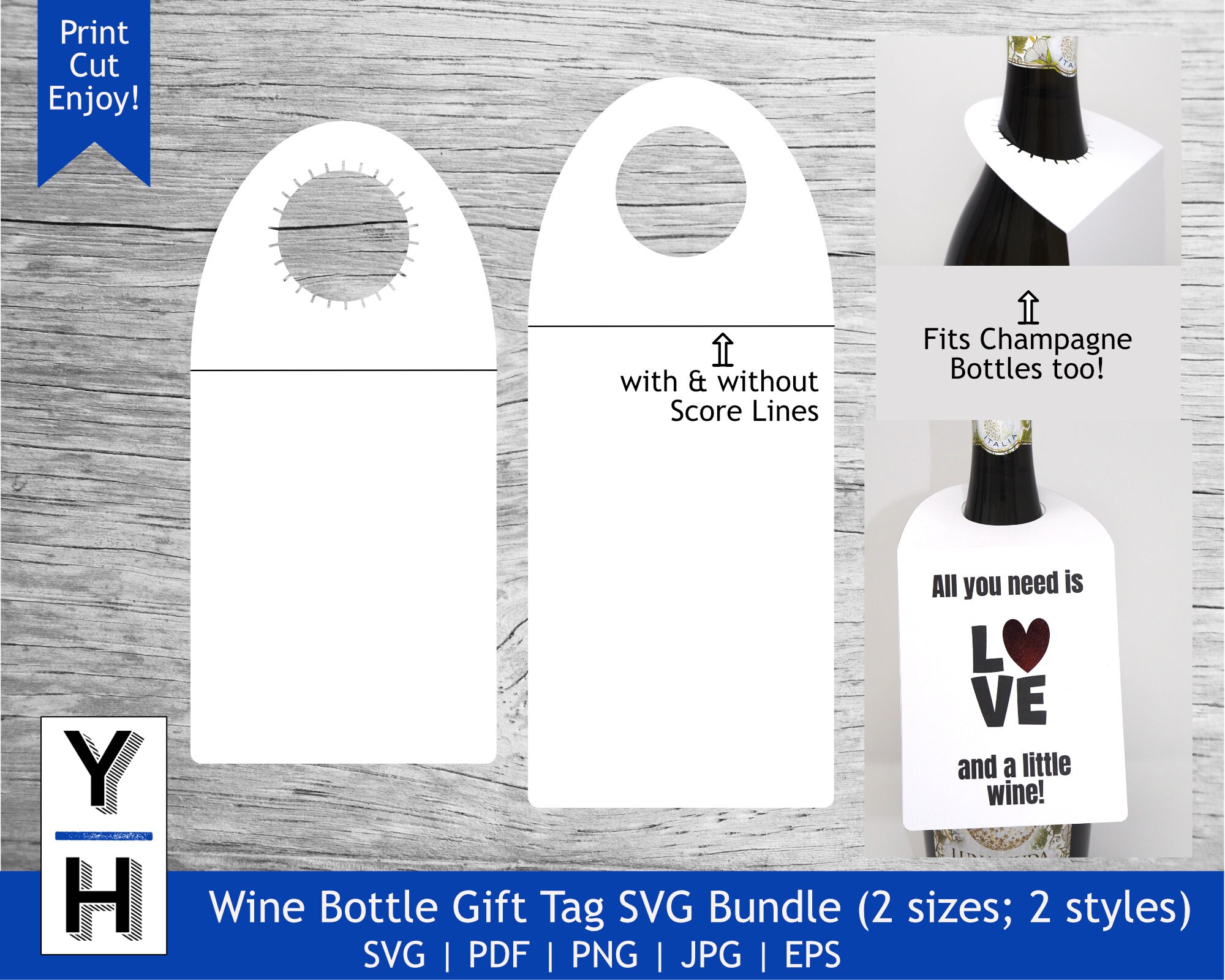 Wine Bottle Gift Tag SVG Bundle 2 Sizes & 2 Styles Wine - Etsy Canada