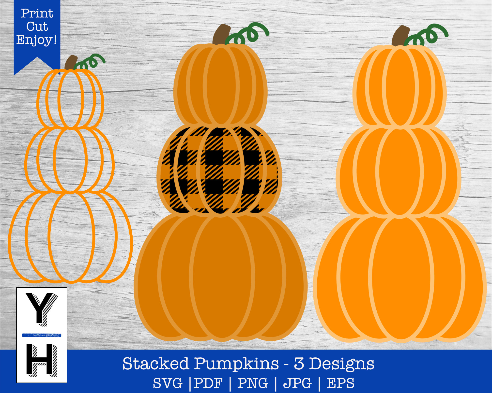 Stacked Pumpkins SVG Pumpkin Stack SVG 3 Designs PNG | Etsy