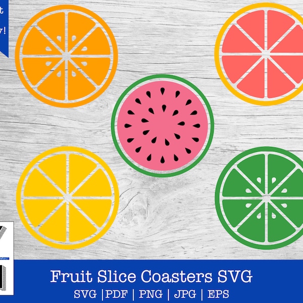 Fruit Slice Coaster Set SVG | Cricut Coaster SVGs for Infusible Ink | Sublimation Coaster Set
