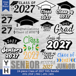 Class of 2027 SVG Bundle | Senior 2027 SVG | Seniors 2027 PNG | Senior Jersey | Graduation 2027 Clipart | Graduation Shirt | Graduation Cap