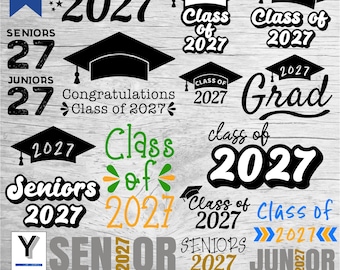 Class of 2027 SVG Bundle | Senior 2027 SVG | Seniors 2027 PNG | Senior Jersey | Graduation 2027 Clipart | Graduation Shirt | Graduation Cap