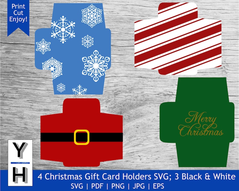 Christmas Holiday Gift Card Holder SVG Bundle Giftcard - Etsy
