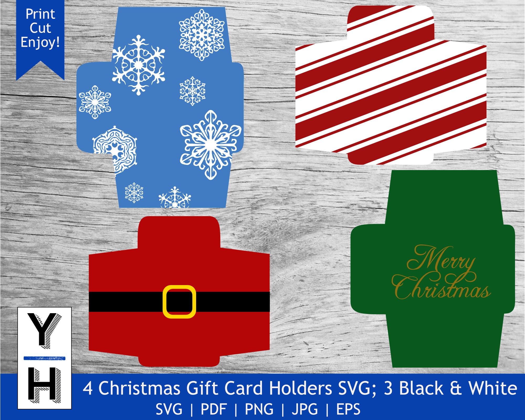 Christmas Holiday Gift Card Holder SVG Bundle Giftcard  Etsy UK