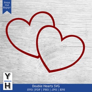 Dubbele harten SVG | Dubbel hart, png-bestand | Twee harten SVG | Clipart Tweelingharten
