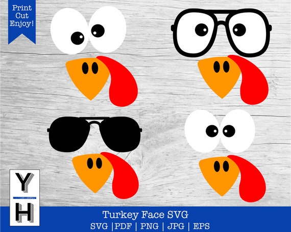 Turkey Face SVG  Turkey With Glasses PNG  Cute Turkey