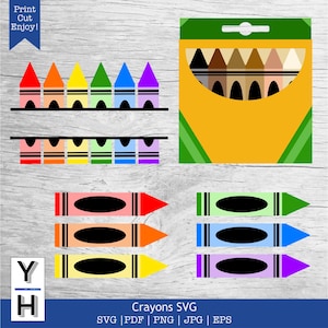 Giz de cera SVG | Professor Crayon Dividir nome quadro clipart | Lápis de cor PNG | Caixa de giz de cera | Lápis de tom de pele | Monograma | De volta às aulas no jardim de infância
