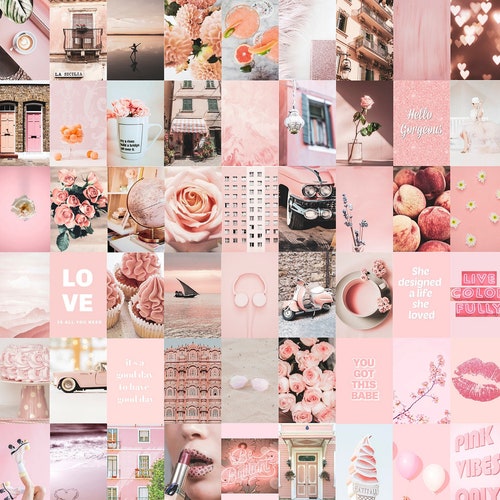 Pink Aesthetic Pretty Large A4 Size Wall Collage Kit Room - Etsy