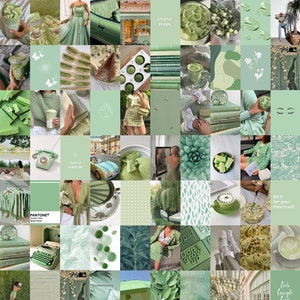 Printed Sage Green Wall Collage Kit 70 Pcs, Mint Aesthetic Pictures ...