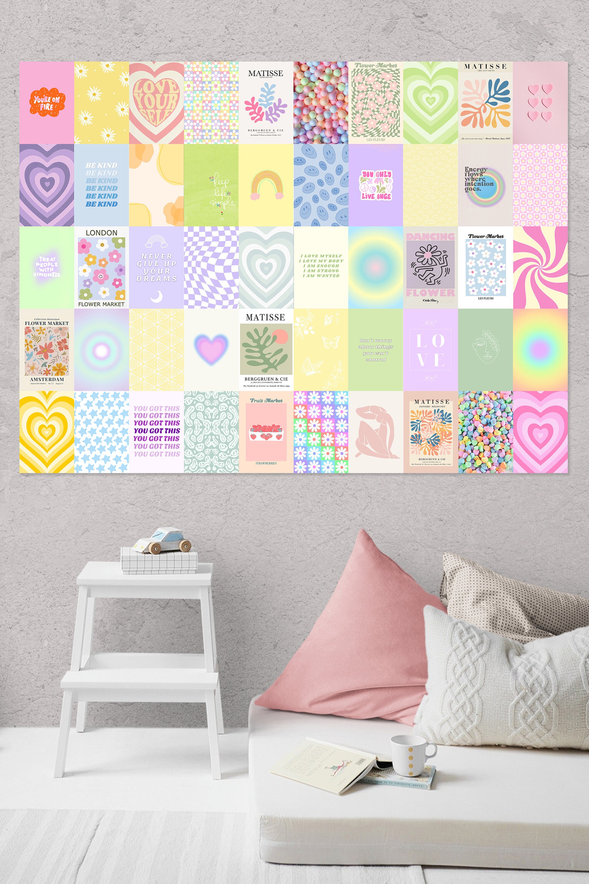Danish Pastel Wall Collage Kit Printed Pastel Aesthetic Photo Etsy
