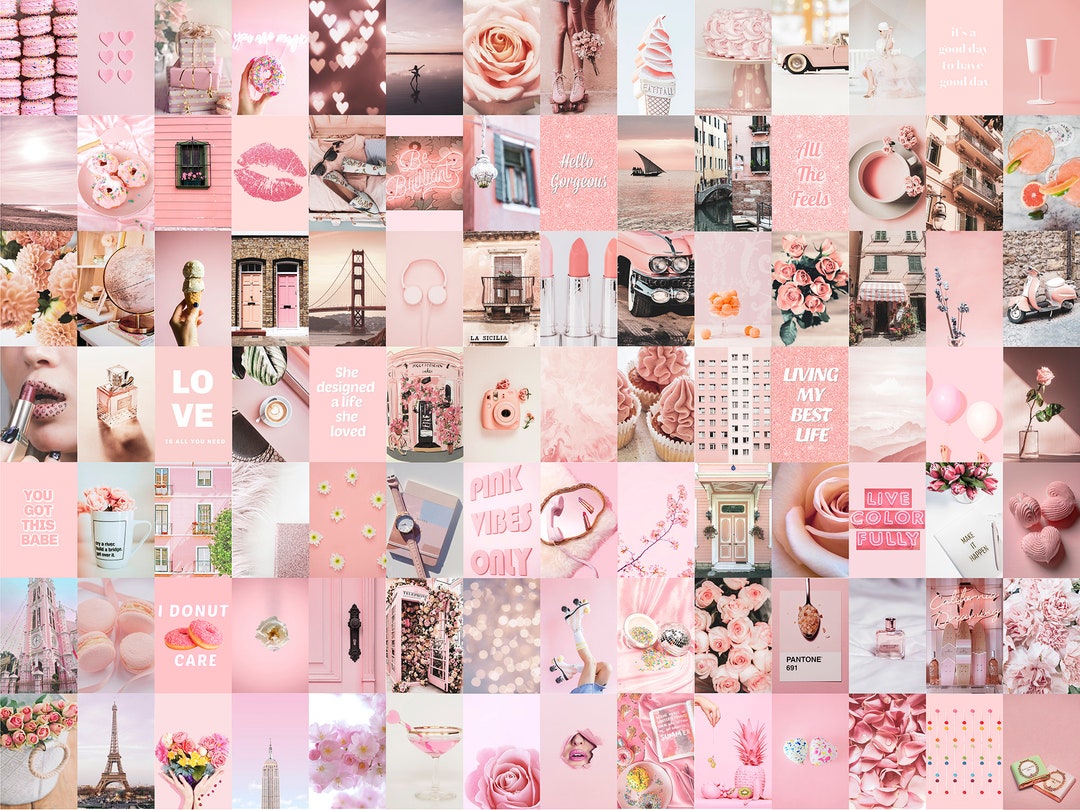 100 Pcs Pink Collage Kit Wall Decor Aesthetic Blush Pink - Etsy