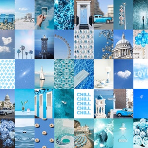 Blue Photo Wall Collage Kit Blue Aesthetic Room Decor Pictures