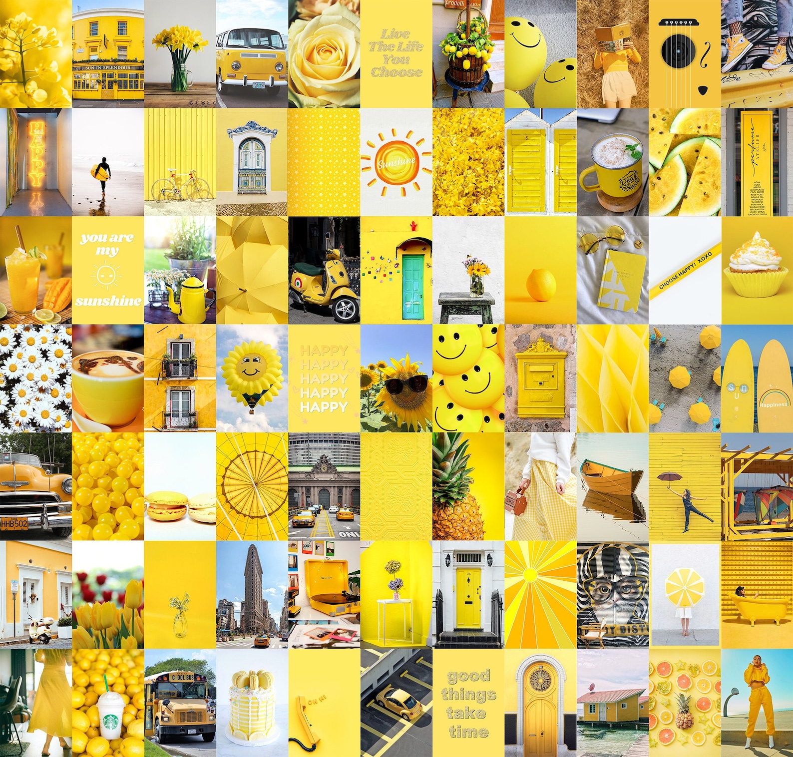 Yellow Collage Kit 80 pcs Yellow Aesthetic Wall Collage Etsy
