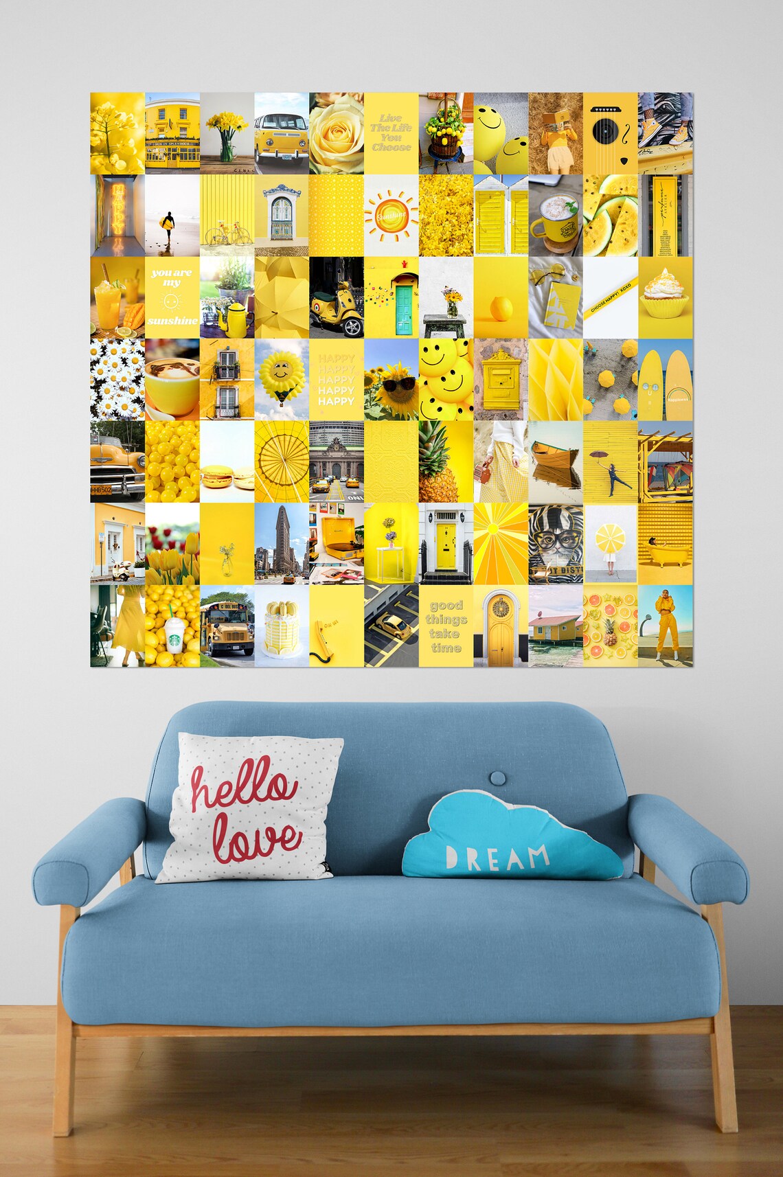 Yellow Collage Kit 80 pcs Aesthetic Wall Collage Yellow Etsy