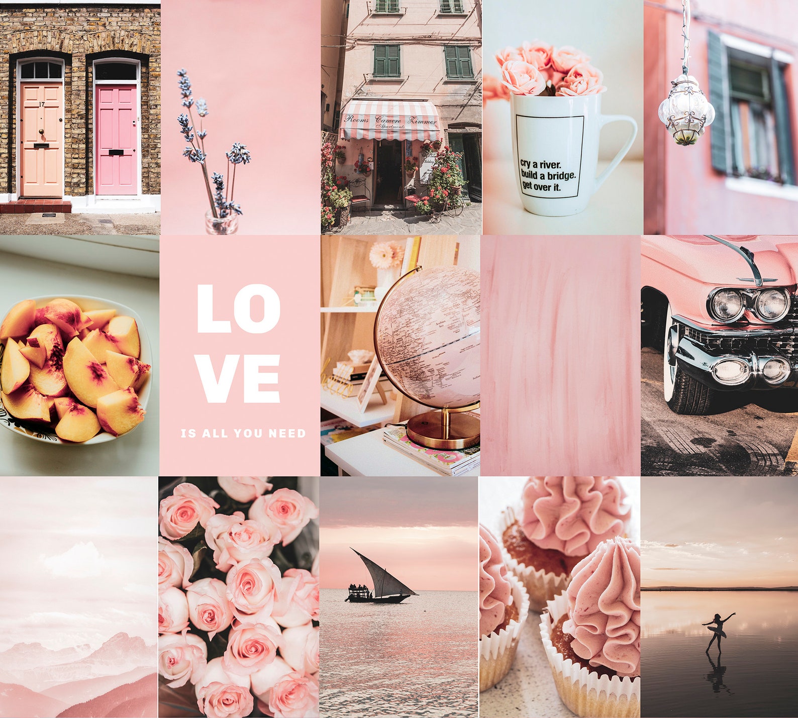 Peachy Pink Vsco Wall Collage Kit Pink Aesthetic Wall Collage Etsy