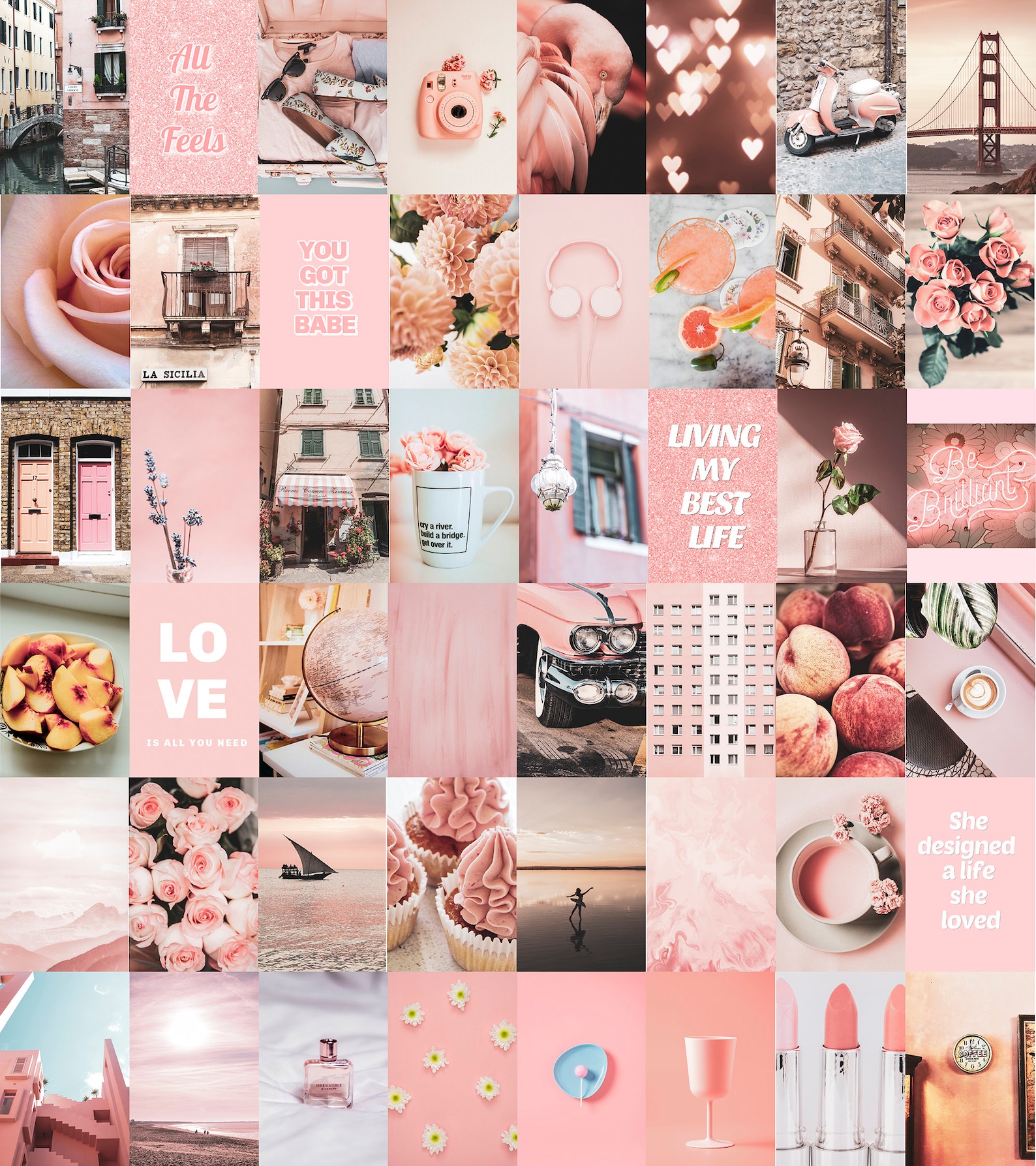 Peachy Pink Vsco Wall Collage Kit Pink Aesthetic Wall Collage Etsy