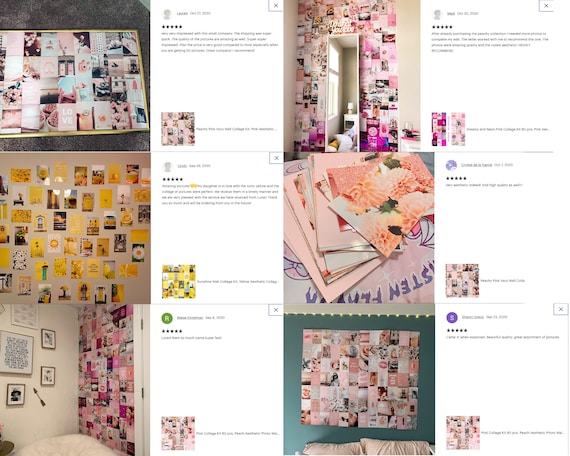 Pink Photo Wall Collage Kit, Bedroom Decor Teens, Danish Pastel Room Decor, Pink  Aesthetic Dorm Wall Art, Picture Collage, Teenage Girl Gift 