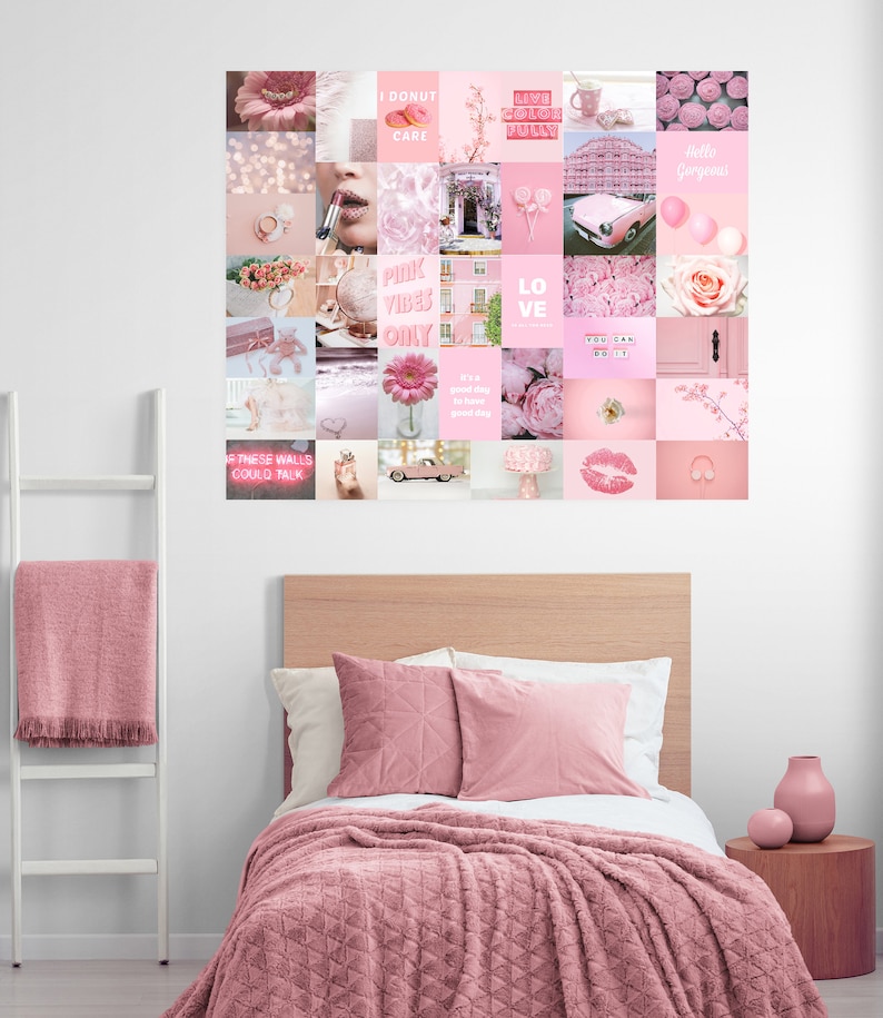 Dreamy Pink Vsco Wall Collage Kit Dorm Decor DIY Photo Etsy