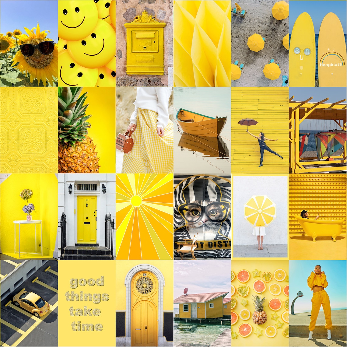 Yellow Collage Kit 80 pcs Aesthetic Wall Collage Yellow Etsy