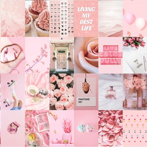 100 Pcs Pink Collage Kit Wall Decor Aesthetic Blush Pink - Etsy