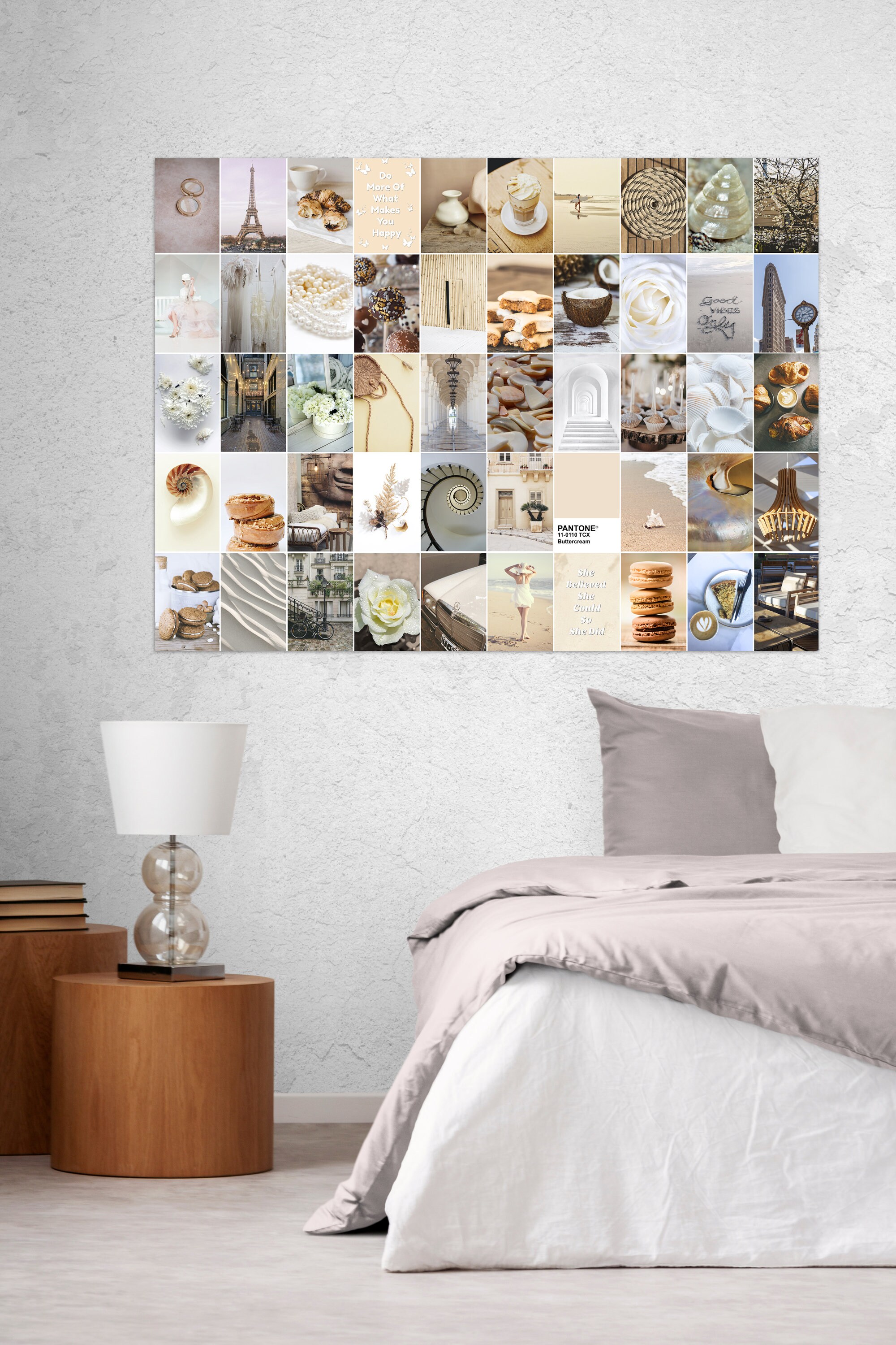 ANERZA Beige Boho Wall Collage Kit with 70 Aesthetic Pictures and Stickers  for Teen Girl's Bedroom