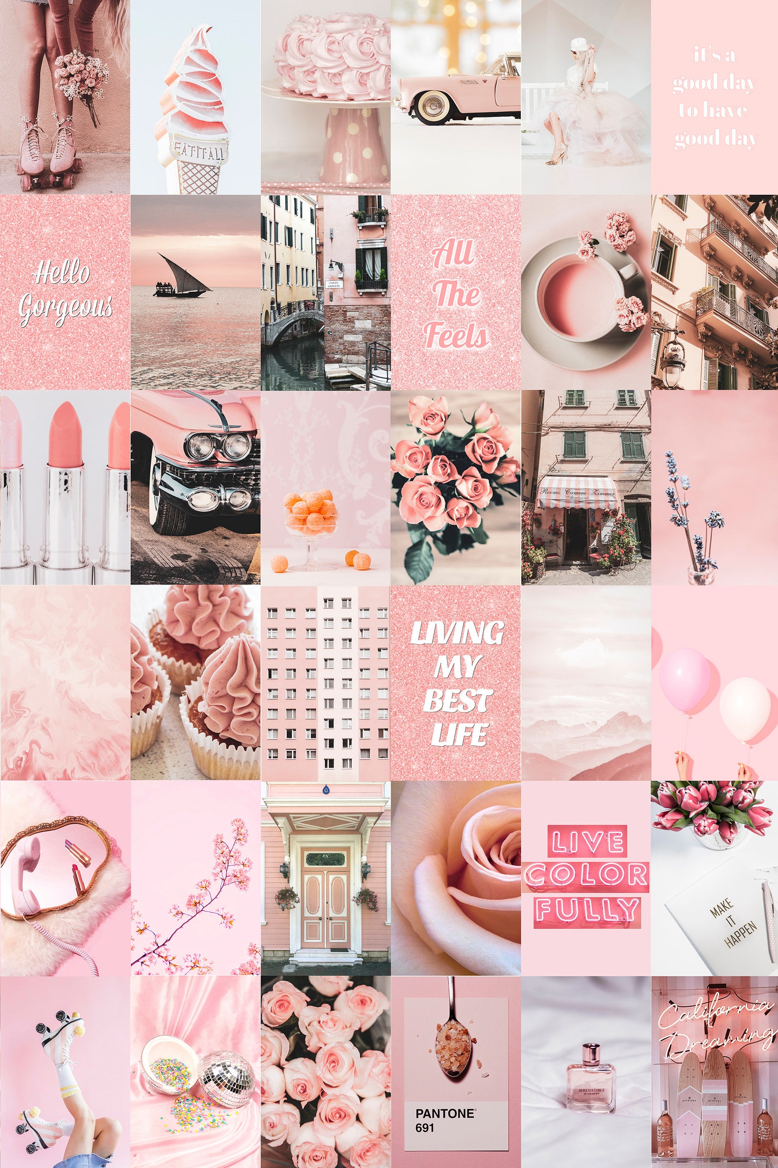 100 Pcs Pink Collage Kit Wall Decor Aesthetic Blush Pink | Etsy