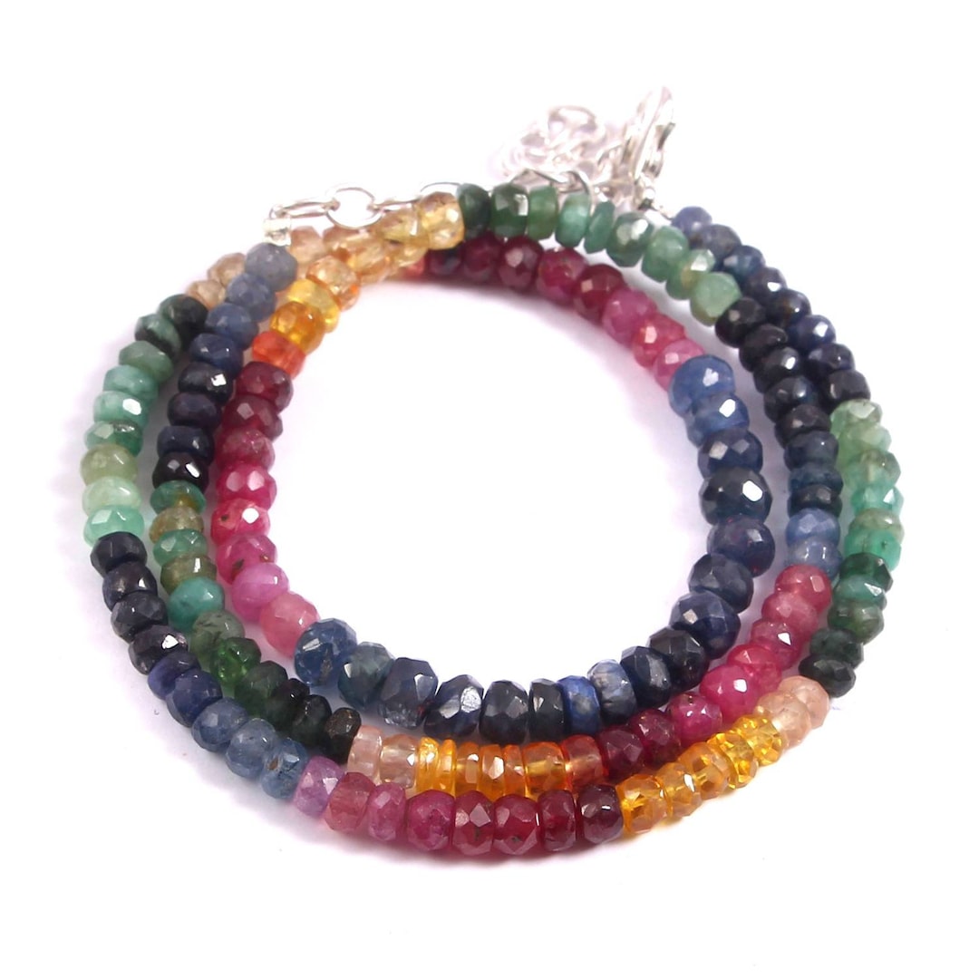 AAA+++ Quality, Natural Multi Sapphire Emerald Ruby Gemstone Beads ...