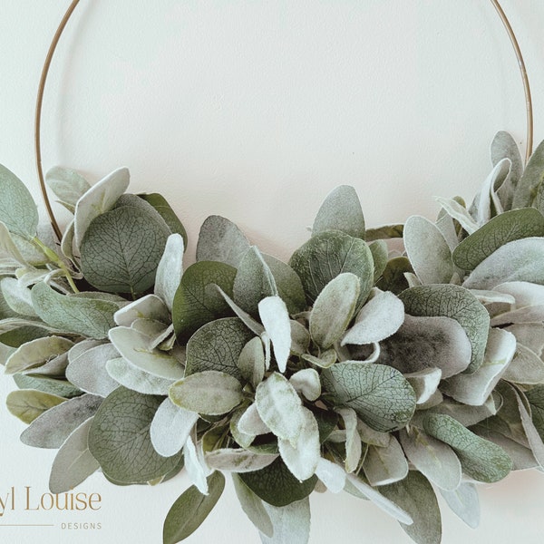 Lambs Ear Hoop | Flower Wall Hanging | Summer Door Wreath