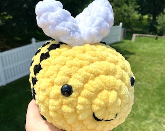 Crocheted fuzzy bee, Crocheted bee, Cute fuzzy bee, bee stuffed animal, Crocheted bee plush, Bee plush, Yellow bumble bee