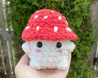 Crocheted Mushroom Plushie: Handmade Cottagecore Desk Decor