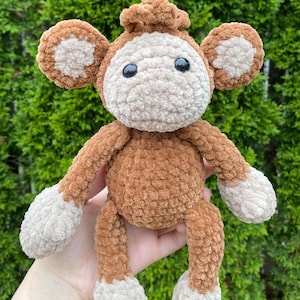 Monkey Stuffed Animal, Crocheted Monkey, Toy Monkey, Handmade Monkey Plushie, Safari animal