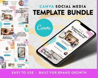 YOGA FITNESS NICHE: Social Media Canva Template Bundle Pack | Pinterest | Instagram | Etsy Banner Editable Canva Templates