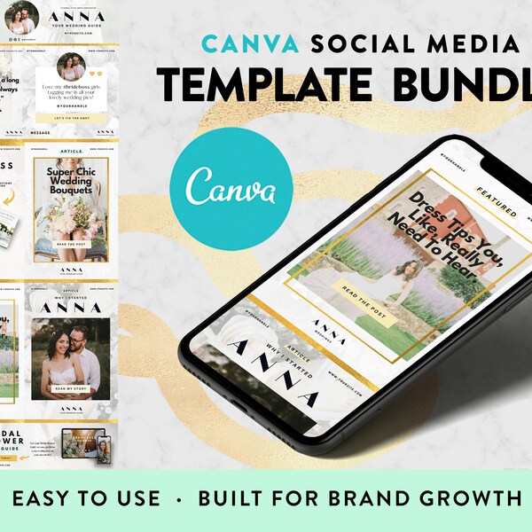 WEDDING NICHE: Social Media Canva Template Bundle Pack | Pinterest | Instagram | Etsy Banner Editable Canva Templates