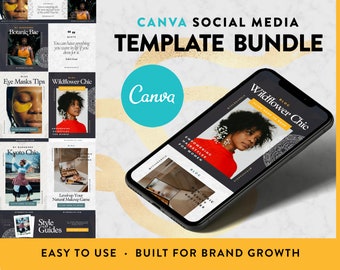 Beauty & Fashion Blogger: Social Media Canva Template Bundle Pack | Pinterest | Instagram | Etsy Banner Editable Canva Templates